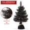Casafield 2FT Pre-Lit Artificial Mini Christmas Tree, Fir Tabletop Holiday Tree with Lights and Velvet Bag Base